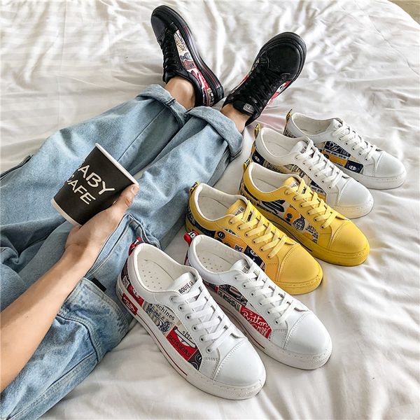 leather doodle board shoes fashion pu low cut casual shoes fall teen graffiti skate sneakers men hip-pop summer plimsolls, Black
leather doodle board shoes fashion pu low cut casual shoes fall teen graffiti skate sneakers men hip-pop summer plimsolls, Black