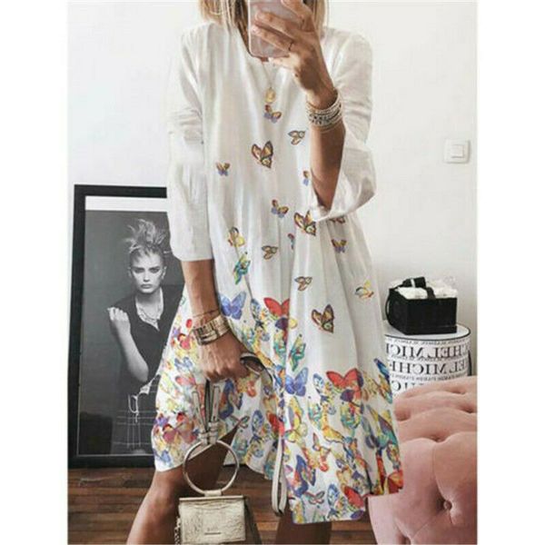 womens floral short maxi dress casual loose baggy loose print o neck easy matching, Black;gray
womens floral short maxi dress casual loose baggy loose print o neck easy matching, Black;gray