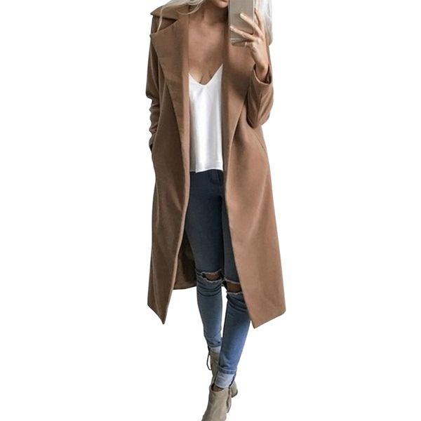 2018 autumn winter women woolen coat new fashion lapel collar mid-long blend jacket solid color loose big yards coat, Black
2018 autumn winter women woolen coat new fashion lapel collar mid-long blend jacket solid color loose big yards coat, Black