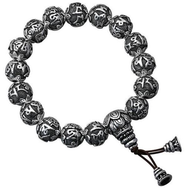 s925 silver six-character mantra beads bracelet thai silver bracelet vintage tibetan heart couple couple chain, Black
s925 silver six-character mantra beads bracelet thai silver bracelet vintage tibetan heart couple couple chain, Black