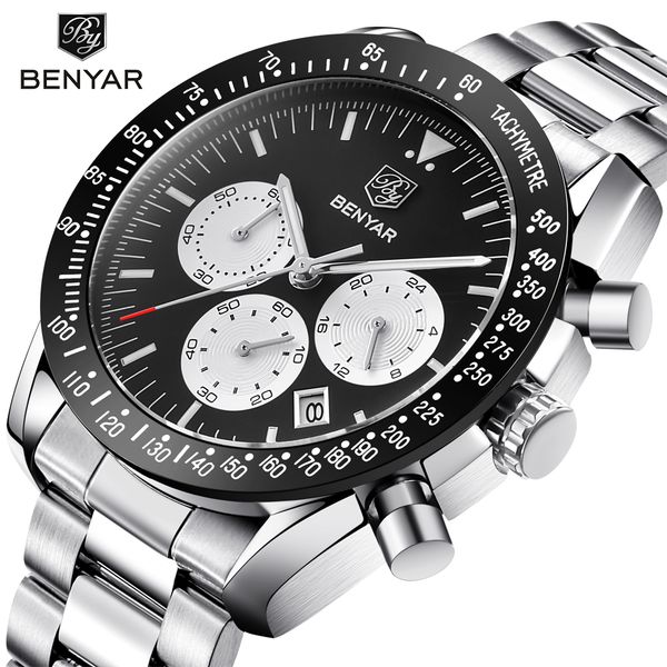 benyar brand men sport chronograph watches all pointers work waterproof fashion steel stainless quartz watch dropshipping black, Slivery;brown
benyar brand men sport chronograph watches all pointers work waterproof fashion steel stainless quartz watch dropshipping black, Slivery;brown