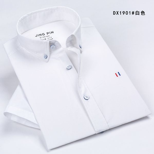 short sleeve men dress shirt striped solid plaid oxford with left chest pocket male casual regular-fit button down shirts, White;black
short sleeve men dress shirt striped solid plaid oxford with left chest pocket male casual regular-fit button down shirts, White;black