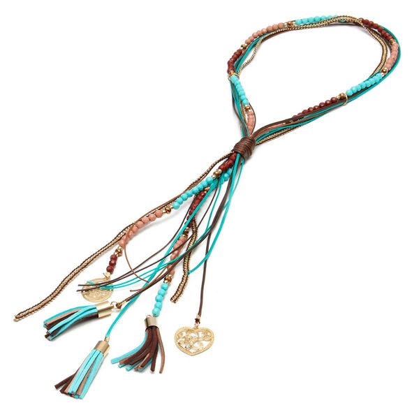 new fashion 2019 women pendant necklace bohemian vintage ethnic style long tassel leather rope collar necklace, Silver
new fashion 2019 women pendant necklace bohemian vintage ethnic style long tassel leather rope collar necklace, Silver