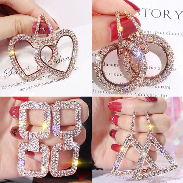 fashion korean heart earrings geometric rhinestone drop earrings for women big circle metal dangle fine jewelry gifts, Silver
fashion korean heart earrings geometric rhinestone drop earrings for women big circle metal dangle fine jewelry gifts, Silver