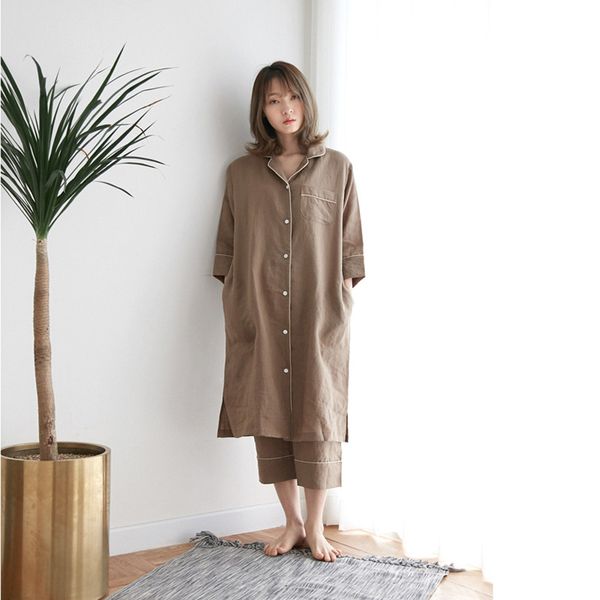 coffee color cotton and linen three-piece pajamas ladies autumn and winter long-sleeved large size home service sleepwear sets, Black;red
coffee color cotton and linen three-piece pajamas ladies autumn and winter long-sleeved large size home service sleepwear sets, Black;red