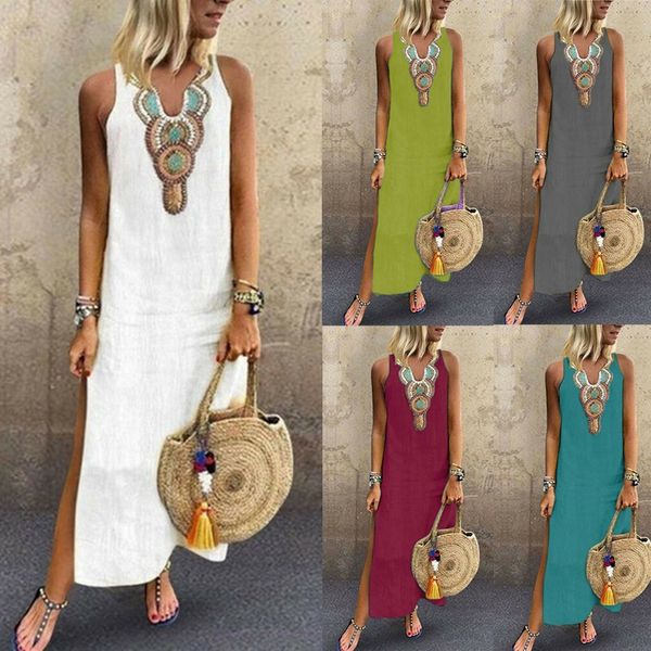 women's maxi beach dress sleeveless casual boho summer split dress fashion ladies girl loose long dresses, Black;gray
women's maxi beach dress sleeveless casual boho summer split dress fashion ladies girl loose long dresses, Black;gray