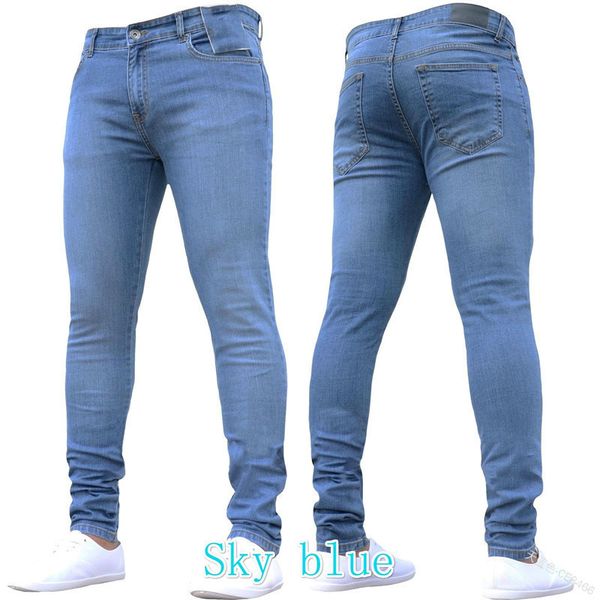 2019 new style men solid color tight cowboy skinny pants casual trousers a generation, Blue
2019 new style men solid color tight cowboy skinny pants casual trousers a generation, Blue