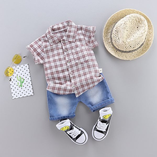 summer children's boys and girls plaid short-sleeved korean fashion tide lapel shirt denim shorts 2pcs/set #e, White
summer children's boys and girls plaid short-sleeved korean fashion tide lapel shirt denim shorts 2pcs/set #e, White