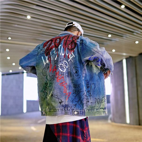 guochao harajuku стиль прохладный граффити печать старый denim jacket mens популярная марка хип-хоп куртки 2018 осень новый стиль, Black;brown
guochao harajuku стиль прохладный граффити печать старый denim jacket mens популярная марка хип-хоп куртки 2018 осень новый стиль, Black;brown