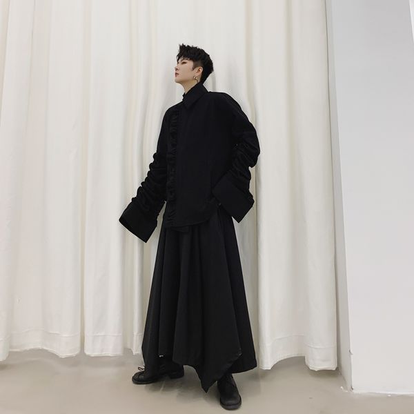 men vintage fashion gothic coat outerwear japan streetwear casual shirt style jacket male pleated flare sleeve stage clothes, Black;brown
men vintage fashion gothic coat outerwear japan streetwear casual shirt style jacket male pleated flare sleeve stage clothes, Black;brown