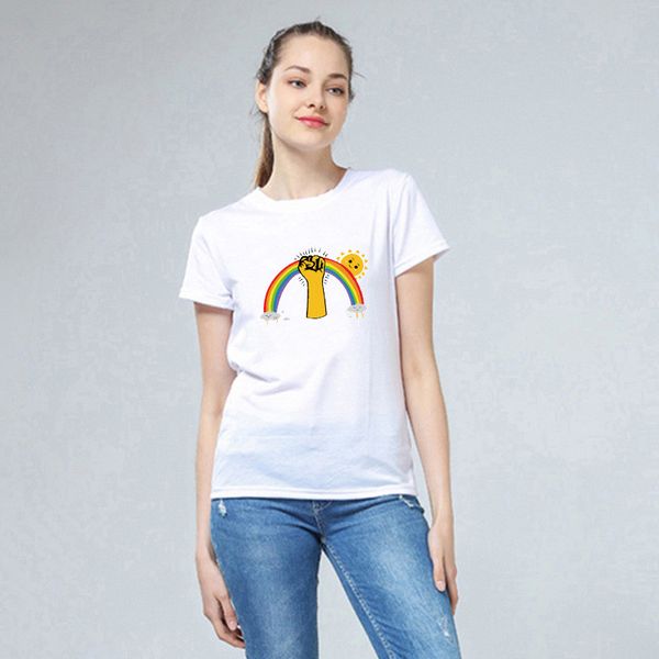 LGBT Designer Womens Summer Tshirt White With Rainbow Printed Short Sleeves Ladies Tops Fashion Casual Clothes
LGBT Designer Womens Summer Tshirt White With Rainbow Printed Short Sleeves Ladies Tops Fashion Casual Clothes