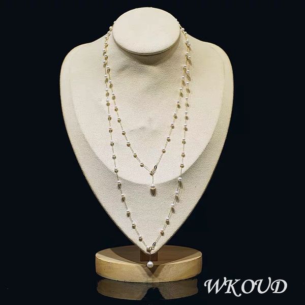 wkoud fine pearl jewelry natural freshwater pearl necklace sweater chain white 3-4mm 18k gold babysbreath design, Silver
wkoud fine pearl jewelry natural freshwater pearl necklace sweater chain white 3-4mm 18k gold babysbreath design, Silver