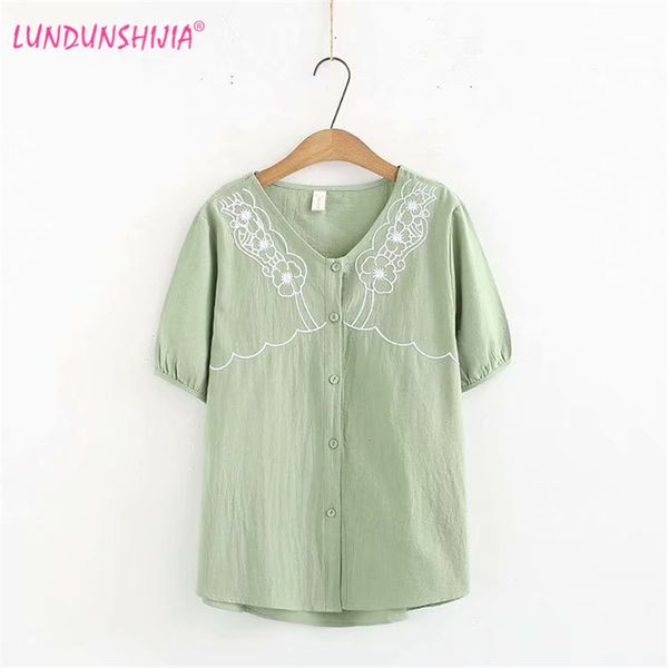 lundunshijia 2019 summer women clothing blouse 100%cotton flowers embroidery short sleeve female shirt plus size xl-4xl, White
lundunshijia 2019 summer women clothing blouse 100%cotton flowers embroidery short sleeve female shirt plus size xl-4xl, White