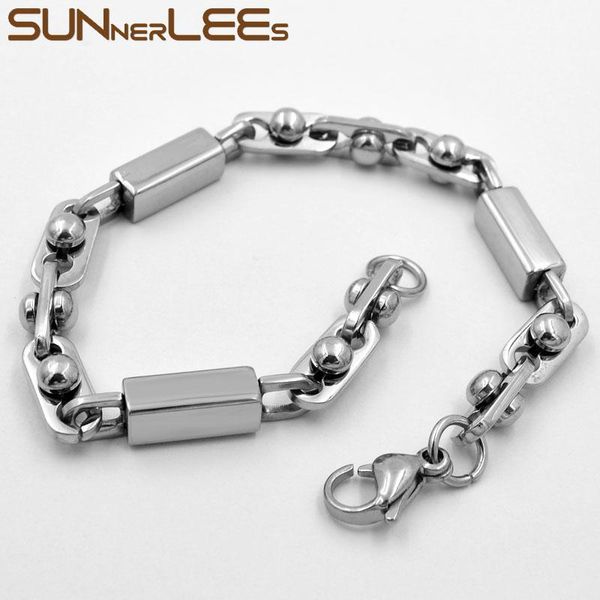 sunnerlees fashion jewelry stainless steel bracelet 6mm geometric beads link chain silver color men women gift sc145 b, Black
sunnerlees fashion jewelry stainless steel bracelet 6mm geometric beads link chain silver color men women gift sc145 b, Black