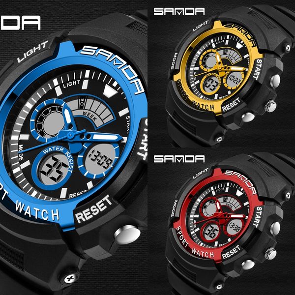 q5kov sanda watch three-pin double-display cold light electronic watch waterproof mountaineering leisure sports fashionable male and female, Blue
q5kov sanda watch three-pin double-display cold light electronic watch waterproof mountaineering leisure sports fashionable male and female, Blue