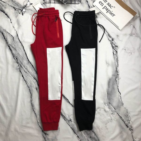 fashion mens pants jogger track pants casual jogger side gvh letter drawstring pant men sport sweat pants, Black
