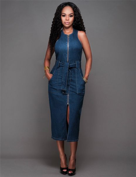 fashion designer slim women dresses ribbon sleeveless commute split jean dresses casual stylish womens clothing, White;black
fashion designer slim women dresses ribbon sleeveless commute split jean dresses casual stylish womens clothing, White;black