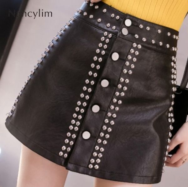 black pu leather skirt women autumn winter studded rivet pu leather mini skirt female ladies single-row a-line skirts 2xl
black pu leather skirt women autumn winter studded rivet pu leather mini skirt female ladies single-row a-line skirts 2xl