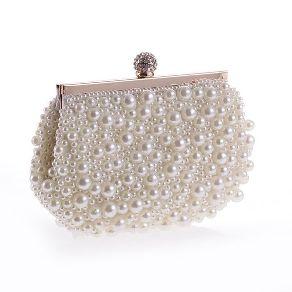 

2017 handmade fashion perfect women's pearl bow satin rhinestone clutch bags handbag purse evening bag banquet bags