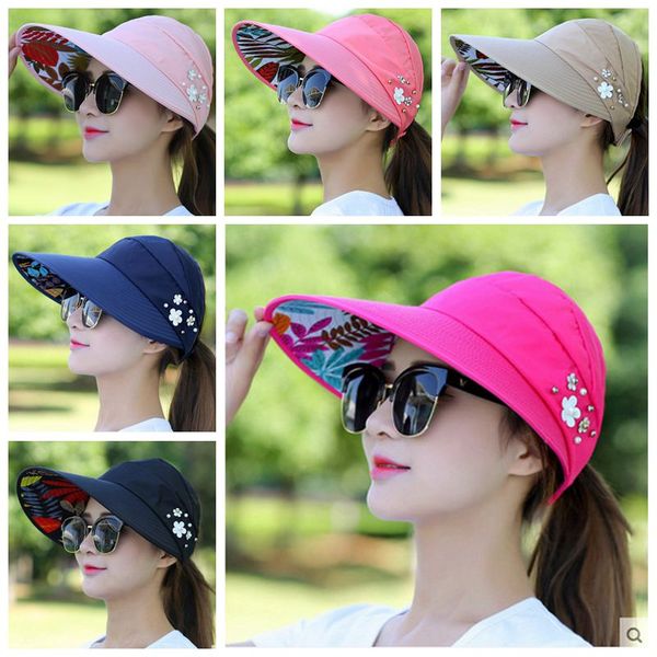 women sun hat summer beach uv travel protection cap ladies folding floppy hat casual ponytail wide brim hats, Blue;gray
women sun hat summer beach uv travel protection cap ladies folding floppy hat casual ponytail wide brim hats, Blue;gray