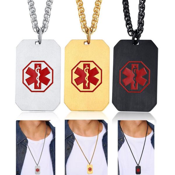 2020 fashion square golden stainless steel alert neckalce for men medic id dog tag pendant necklace jewelry, Silver
2020 fashion square golden stainless steel alert neckalce for men medic id dog tag pendant necklace jewelry, Silver