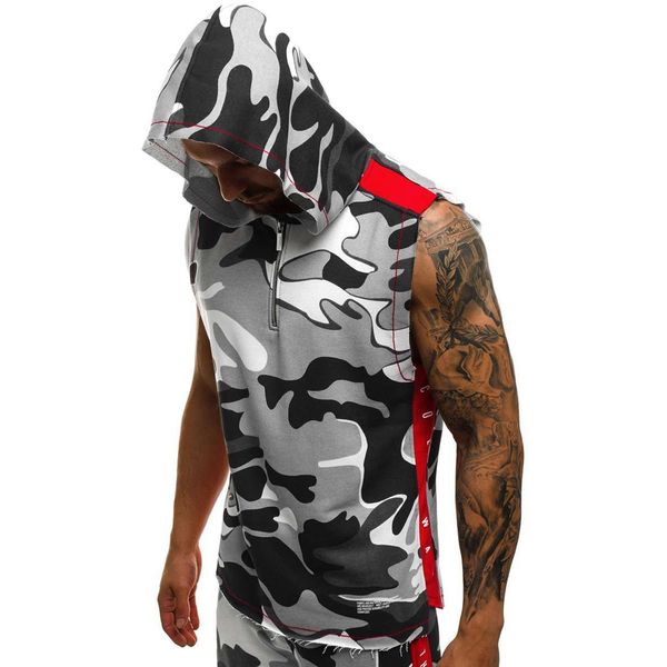 men's camouflage hoodies vest fashion sleeveless zipper fitness sweatshirts vest bodybuilding hooded tank muscle singlet, Black
men's camouflage hoodies vest fashion sleeveless zipper fitness sweatshirts vest bodybuilding hooded tank muscle singlet, Black