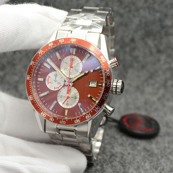 t series sport style outdoor quartz chronograph accurate mens watches watch 43.5mm red dial with stainless steel bracelet, Slivery;brown
t series sport style outdoor quartz chronograph accurate mens watches watch 43.5mm red dial with stainless steel bracelet, Slivery;brown