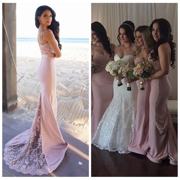 spaghetti strips mermaid lace appliques slim bridesmaids dresses cusotmized 2019 long honor of maid spring women guest party gowns cheap, White;pink
spaghetti strips mermaid lace appliques slim bridesmaids dresses cusotmized 2019 long honor of maid spring women guest party gowns cheap, White;pink