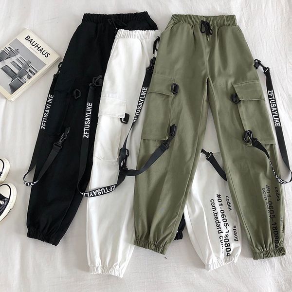 personalized streamer letter printing double pockets elastic lace overalls female 2020 early spring korean casual beam pants, Black;white
personalized streamer letter printing double pockets elastic lace overalls female 2020 early spring korean casual beam pants, Black;white