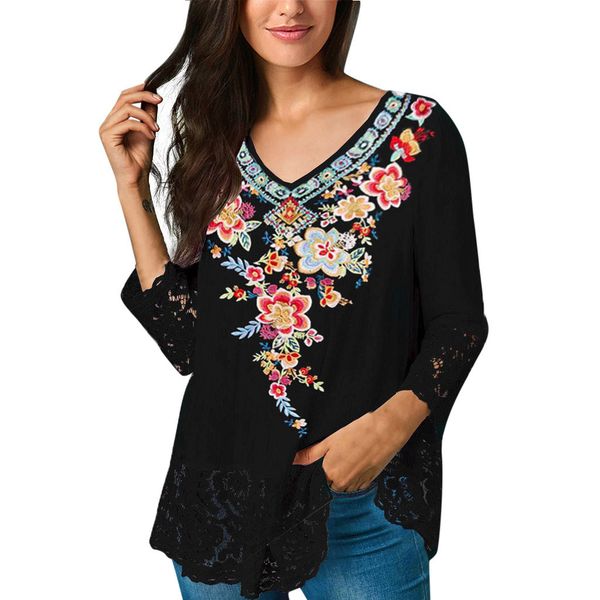 women v neck print lace harf bohemian print casual blouse ladies summer autumn fashion elegant boho blouse blusas, White
women v neck print lace harf bohemian print casual blouse ladies summer autumn fashion elegant boho blouse blusas, White