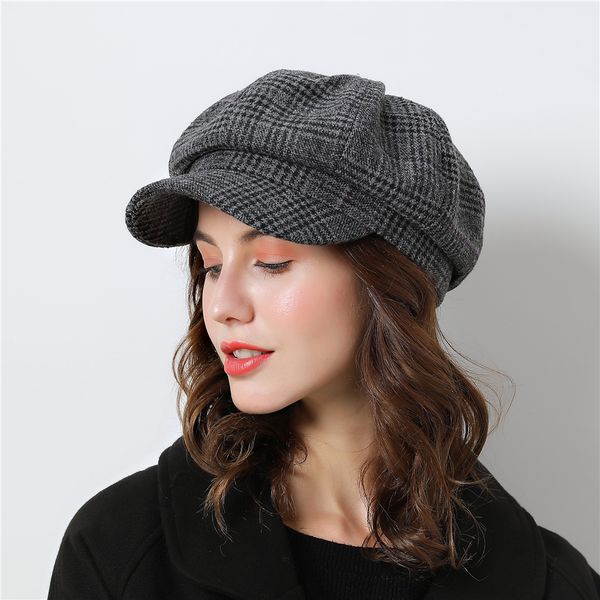 women octagonal hats for winter female cotton hats plaid vintage fashion casual boina autumn 2018 brand new cotton women's caps, Blue;gray
women octagonal hats for winter female cotton hats plaid vintage fashion casual boina autumn 2018 brand new cotton women's caps, Blue;gray