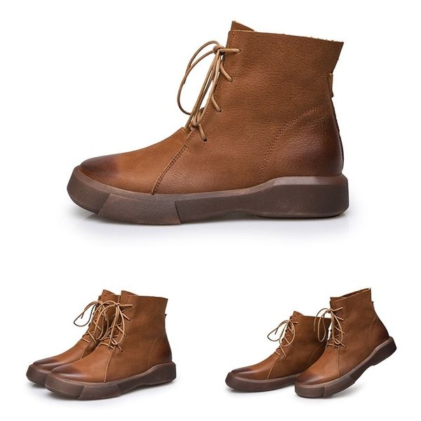 women boots genuine leather boots flat platform autumn winter fur fashion round leather ladies shoes, Black
women boots genuine leather boots flat platform autumn winter fur fashion round leather ladies shoes, Black