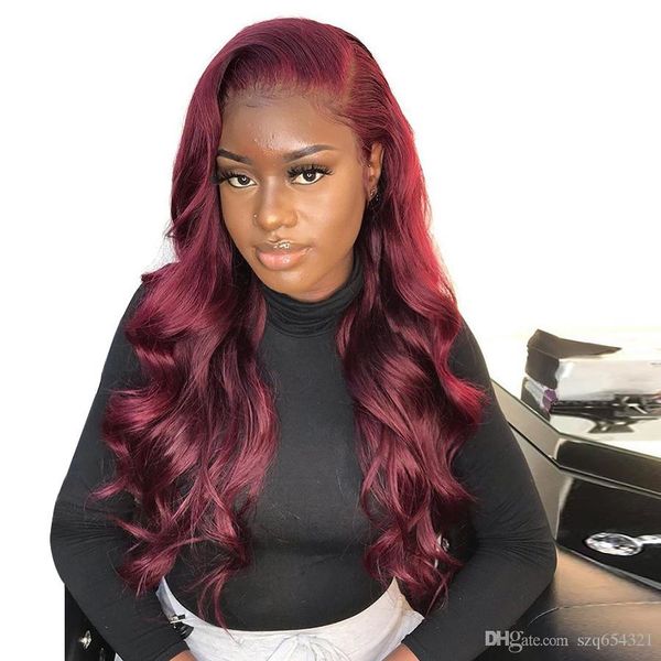 13*6 #99j color peruvian human hair wigs lace frontal body wave hair wigs with baby hair burgundy remy wig pre plucked, Black
13*6 #99j color peruvian human hair wigs lace frontal body wave hair wigs with baby hair burgundy remy wig pre plucked, Black