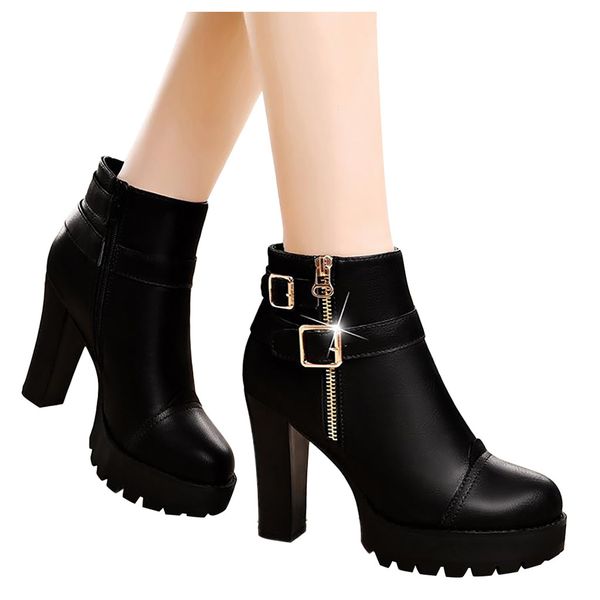 women boots women's ladies fashion round toe casual high heels single shoes short boots zapatos de mujer, Black
women boots women's ladies fashion round toe casual high heels single shoes short boots zapatos de mujer, Black