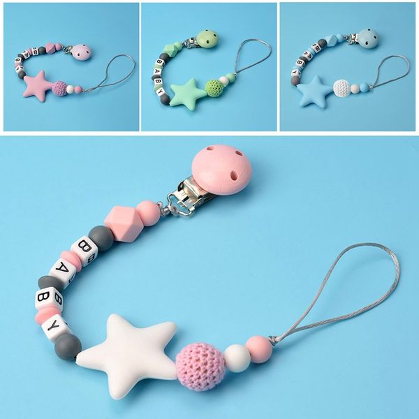 new handmade pacifier clips holder chain silicone pacifier chains five star baby teether teething chain baby toys kids supplies
new handmade pacifier clips holder chain silicone pacifier chains five star baby teether teething chain baby toys kids supplies