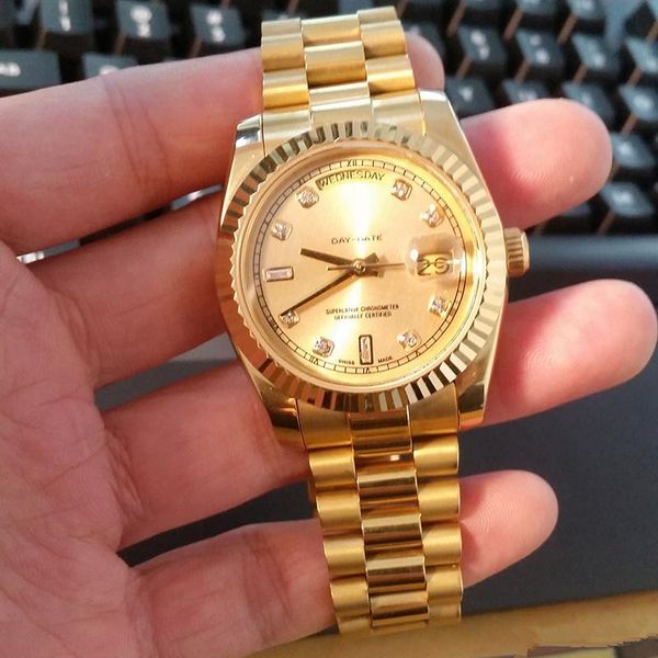 factory supplier luxury watch sapphire glass 36mm day-date gold dial diamond asia 2813 movement automatic mechanical mens watch watches, Slivery;brown
factory supplier luxury watch sapphire glass 36mm day-date gold dial diamond asia 2813 movement automatic mechanical mens watch watches, Slivery;brown
