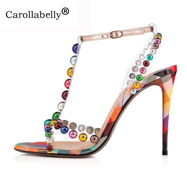 carollabelly open toe high heels 2019 summer shoes women with colorful rivet shoes ankle strap peep toe sheepskin, Black
carollabelly open toe high heels 2019 summer shoes women with colorful rivet shoes ankle strap peep toe sheepskin, Black
