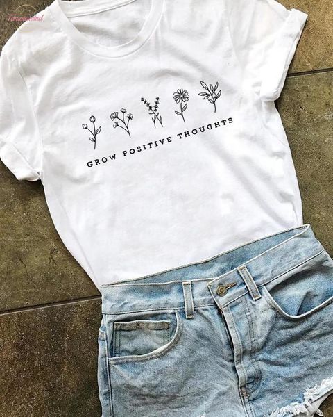 grow positive thoughts funny women fashion quote t shirt grunge pure cotton girl street style hipster tees vintage graphic, White
grow positive thoughts funny women fashion quote t shirt grunge pure cotton girl street style hipster tees vintage graphic, White