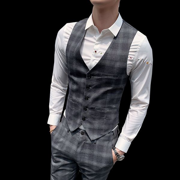 men's formal business casual dress vest suit v-neck plaid slim tuxedo high-quality vest jacket sleeveless jacket fashion, Black;white
men's formal business casual dress vest suit v-neck plaid slim tuxedo high-quality vest jacket sleeveless jacket fashion, Black;white