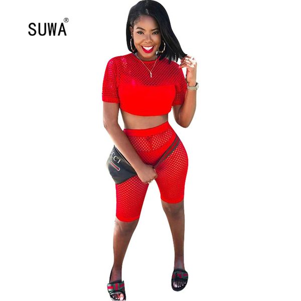 red and black hollow out casual women 2 two piece set short sleeve crop t shirt knee length pants sport streetwear lady, White
red and black hollow out casual women 2 two piece set short sleeve crop t shirt knee length pants sport streetwear lady, White