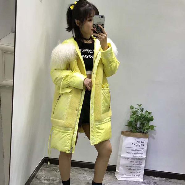 long coat winter coat women white duck down jackets veste femme hooded with natural real mongolia sheep fur parka hat coats, Black
long coat winter coat women white duck down jackets veste femme hooded with natural real mongolia sheep fur parka hat coats, Black