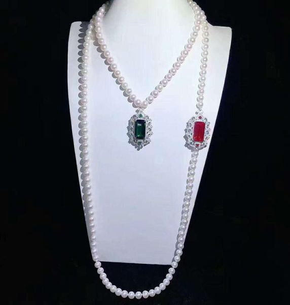 women's jewelry hand knotted 8-9mm micro inlaid zircon accessories white freshwater pearl necklace personality, Silver
women's jewelry hand knotted 8-9mm micro inlaid zircon accessories white freshwater pearl necklace personality, Silver