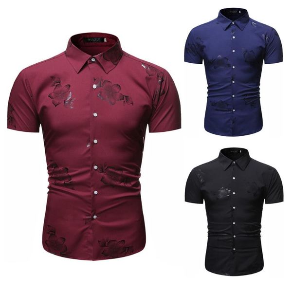men's casual shirts fashion flower print shirt men slim short sleeve cotton button summer male, White;black
men's casual shirts fashion flower print shirt men slim short sleeve cotton button summer male, White;black