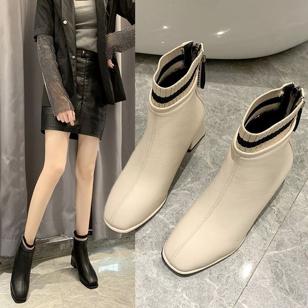 boots female boots 2019 winter simple square head joker after zipper middle heel thick with short female, Black
boots female boots 2019 winter simple square head joker after zipper middle heel thick with short female, Black