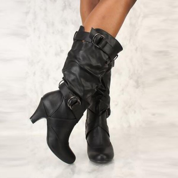 leather high boots women solid mid-calf high heel boot winter warm buckle straps zipper lady high boots plus size, Black
leather high boots women solid mid-calf high heel boot winter warm buckle straps zipper lady high boots plus size, Black