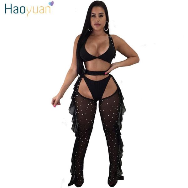 haoyuan outfits 3 piece set women summer crop briefs shorts+beading sheer mesh pants suit party nightclub matching sets, Gray
haoyuan outfits 3 piece set women summer crop briefs shorts+beading sheer mesh pants suit party nightclub matching sets, Gray