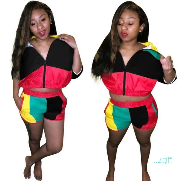 women color patchwork tracksuits summer sunscreen clothes short sleeve + shorts 2pcs sets fashion casual sweatsuits outfits new a431, White
women color patchwork tracksuits summer sunscreen clothes short sleeve + shorts 2pcs sets fashion casual sweatsuits outfits new a431, White