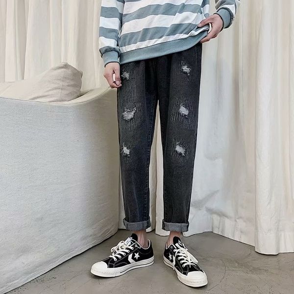 hole jeans men's spring summer autumn new tide brand loose wide leg dad pants men's trend wild straight nine-point pants men, Blue
hole jeans men's spring summer autumn new tide brand loose wide leg dad pants men's trend wild straight nine-point pants men, Blue