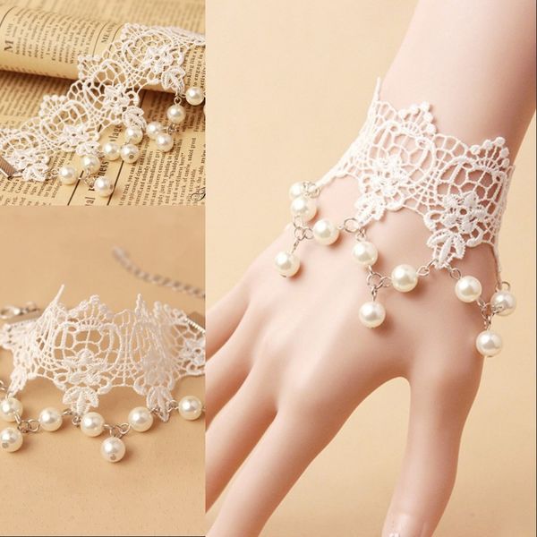 women wedding lace bracelet with pearl female bride retro bracelet fashion bridal gloves, White
women wedding lace bracelet with pearl female bride retro bracelet fashion bridal gloves, White