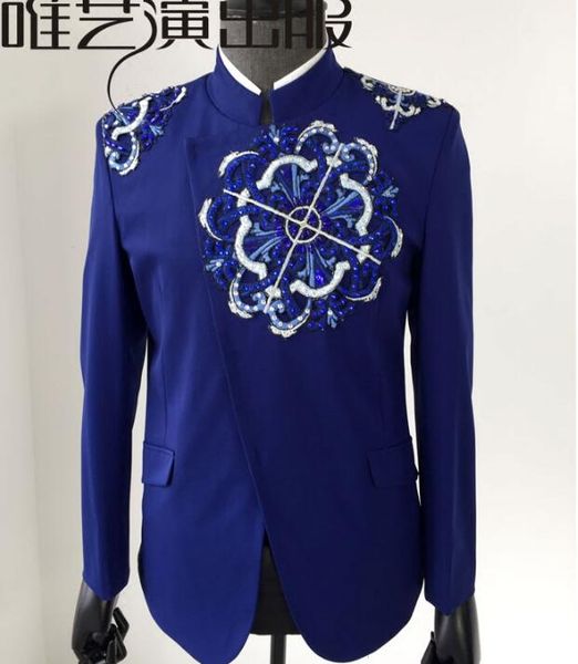 stand collar clothes men suits designs dress homme terno stage costumes singers jackets men sequins blazer dance star style blue, White;black
stand collar clothes men suits designs dress homme terno stage costumes singers jackets men sequins blazer dance star style blue, White;black